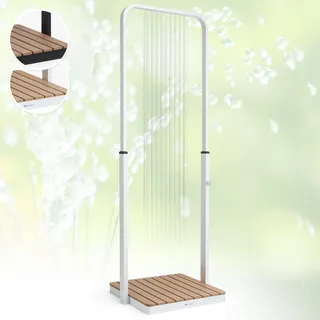 Gartendusche Bodenplatte Pooldusche Außen Sauna Camping Bogendusche eckig silber