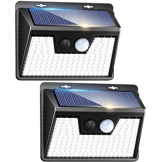 Peasur Solarlampen für Außen mit Bewegungsmelder, [2 Stück] 140 LED Strahler mit Bewegungsmelder Außen, 3 Modi Solarleuchten für Außen, 180° Wasserdicht Wandleuchte Aussen für Garten,Zaun(500LM)