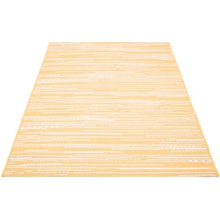 Teppich Sun 600, Carpet City, rechteckig, Höhe: 5 mm, In/- Outdoor geeignet, Streifen-Optik, Wohnzimmer, Balkon, Terrasse gelb 60 cm x 230 cm x 5 mm