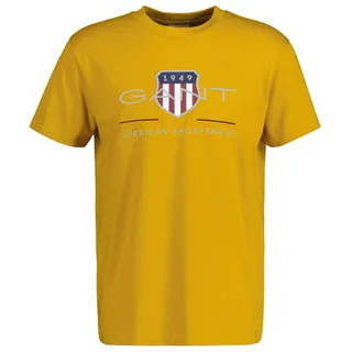 GANT Herren T-Shirt - REGULAR ARCHIVE SHIELD, Rundhals, kurzarm, Baumwolle, Print Gelb (Mustard Yellow) M