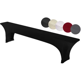 TexDeko® gepolstert Stretch Bierbankhussen für Bierzeltgarnitur strapazierfähig (nur Bierbank) 220 x 25cm Schwarz Festzeltgarnitur | verstärkte Beintaschen bügelfrei waschbar
