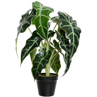 Kunstpflanze ALOCASIA, schwarzer Kunststofftopf - H 50 cm