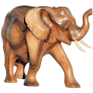 Wogeka Tierfigur Elefant Holz Figur Dekoration Tier Statue Afrika 20 cm