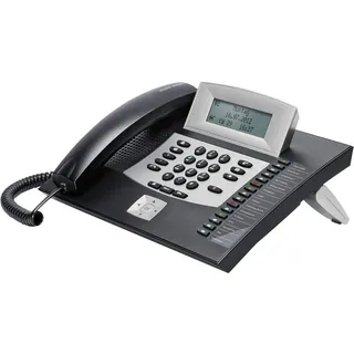 Auerswald 90114 COMfortel 1600 Systemtelefon, ISDN Headsetanschluss, Freisprechen, Touchscreen Beleuchtete, Schwarz, Silber