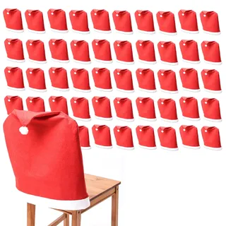 MARELIDA Stuhlhusse Weihnachtsmütze Rot/Weiß 50er Set