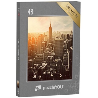 puzzleYOU Puzzle Sonnenuntergang in Manhattan, New York, USA, 48 Puzzleteile, puzzleYOU-Kollektionen New York