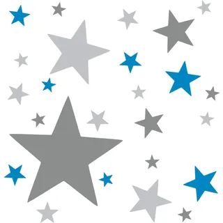 Timalo® 60 Stück Wandtattoo Kinderzimmer XL Sterne Pastell Wandsticker – Aufkleber | 73094-SET1 | hellblau grau hellgrau
