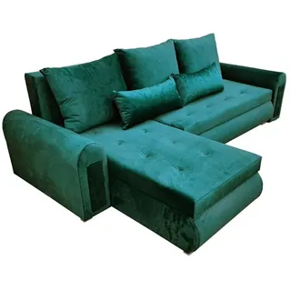 Relax-Ecksofa mit Schlaffunktion und Bettkasten in grüne Farbe - Grün