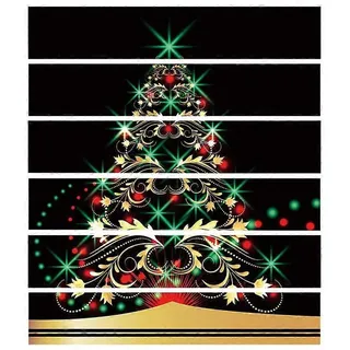 6er-set Weihnachtsbaum-fliesen-boden-treppen-aufkleber, Wasserfeste Wandtattoos, Selbstklebende Kunsttapete