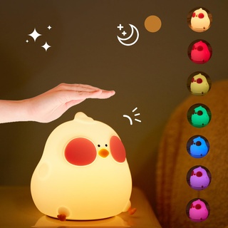 ZVO LED Nachtlicht Kinder, Hühn Nachttischlampe mit 7 Farbe, Hühner Nachtlamp mit Touch Control Timer Dimmable für Kinderzimmer Schlaflichter Babyzimmer Deko Geburtstag(Hühn)