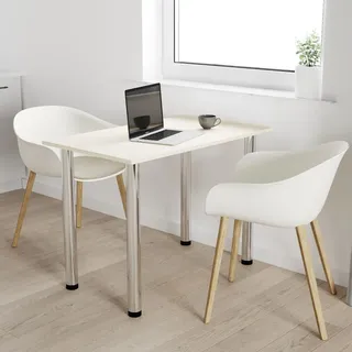 AKKE Vanille Küchentisch mit chrom beine LxBxH: 70x60x74 cm - Gelb/Beige/Silber