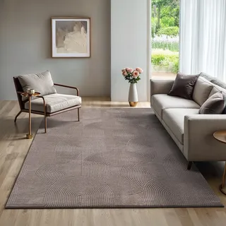 The CarPET Teppich THE CARPET "Rio", beige, B:300cm H:8mm L:400cm, Polyester, Teppiche, Teppich, weicher Wohnzimmer Teppich rutschfest 3D-Optik