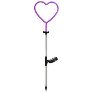 MARELIDA LED Solarleuchte LED Solar Gartenstecker Herz Gartenstab pinkes Neonherz H: 72cm, LED Classic, pink rosa