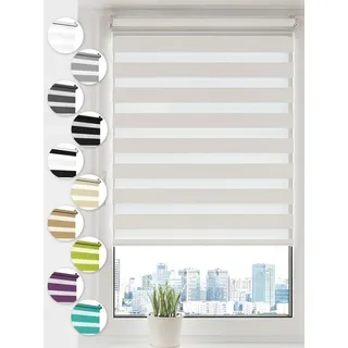 Doppelrollo Klemmfix ohne Bohren Rollos für Fenster und Tür Seitenzugrollo, Sonello, blickdicht, ohne Bohren, freihängend, Klemmfix, 50cm x 130cm Weiß Duo Rollo, Lichtschutz, Jalousie mit Klemmträger weiß 50 cm x 130 cm