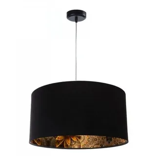 Licht-Erlebnisse Pendelleuchte ERICA, ohne Leuchtmittel, Hängeleuchte Wohnzimmer Stoff Zylinder Schwarz Gold Velours Optik schwarz