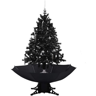 vidaXL Schneiender Weihnachtsbaum mit Schirmfuß Schneefall Künstlich Tannenbaum Christbaum Kunstbaum Dekobaum Weihnachten Dekoration Schwarz 140cm PVC