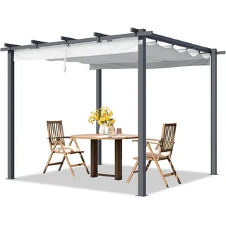 TOOLPORT Primeyard Pergola 3 x 3 m mit grauem Schiebedach Stahlrahmen