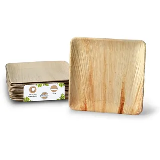 BIOZOYG Einwegteller Palmblatt eckig 25 St. 25 x 25 cm Natur