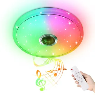 Froadp 48W LED Deckenleuchte Dimmbar Deckenlampe mit Fernbedienung, Bluetooth Lautsprecher & APP-Steuerung ∅ 40cm Rund Sternenhimmel Lampen für Schlafzimmer Wohnzimmer Küche Kinderzimmer