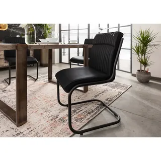 Freischwinger Echtleder 52x61x92 schwarz IRON LABEL #21