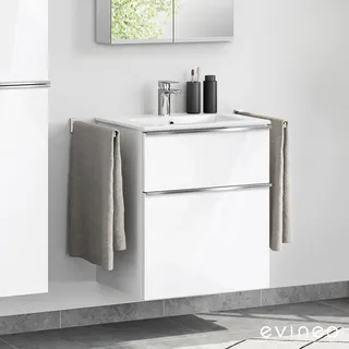 Evineo Waschbeckenunterschrank 2 Auszüge 60 x 70 cm Weiß