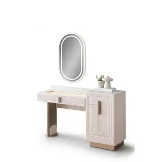 JVmoebel Schminktisch Frisiertisch Beige Modern LED Spiegel Luxus Schminktisch Design Neu, Made in Europa beige