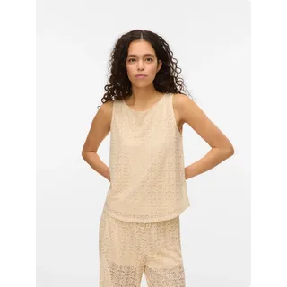 Spitzentop VERO MODA "VMMAYA TANK TOP JRS VO", Damen, Gr. S, beige (birch), Jersey, Obermaterial: 95% Polyester, 5% Elasthan, unifarben, regular fit normal, Rundhals, Tops Spitzentop, Materialmix, regular fit