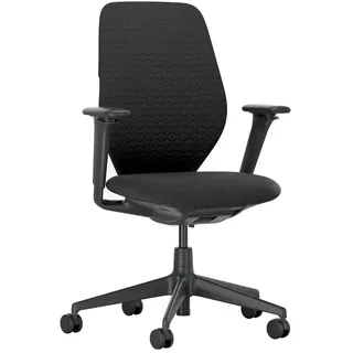 Vitra - ACX Soft Bürostuhl, Grid Knit nero / Quilted Knit nero, mit Sitztiefenverstellung, höhnenverstellbare Armlehnen (Rollen für Hartböden)