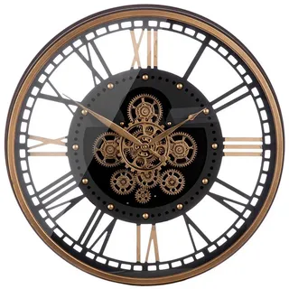 GILDE Wanduhr Wanduhr - kupfer, schwarz - Glas, MDF, Metall - Ø 60cm - Hängeuhr (Wanduhr - Hängeuhr - Uhr) schwarz