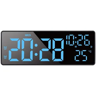 FANSU Wecker Digital, Radiowecker mit Große Nummer LED Display, USB Ladeanschluss/Batterie, Vielseitig Tragbarer Lichtwecker, Alarm Clock für Schlafzimmer Schreibtisch Reisen (Schwarz+Blau)