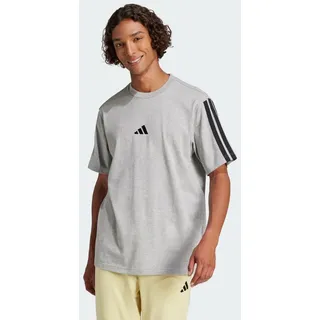 Adidas Essentials 3-Streifen Single Jersey T-Shirt Medium Grey Heather / Black 2XL