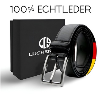 S&T Design Ledergürtel Gürtel Herren Echtleder Braun 115CM Lang Jeans (Geschenkbox) Vollledergürtel, XXL, Anzug schwarz