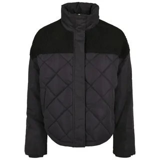 Urban Classics Damen Winterjacke Karo-Steppjacke mit Stehkragen & Sherpa Element, Oversize Schnitt Quilted Puffer Jacket, Größe XS bis 5XL - XS