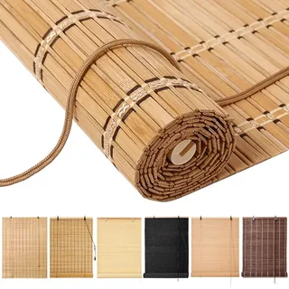 tow000ack Bambusrollo Bambus Rollo Jalousine Sonnenschutz Sichtschutz Verdunkelungsrollo Bambus Raffrollo Seitenzugrollo,für Fenster und Türen,Balkon,Anpassbar,Breite x Höhe (50cm x 130cm)