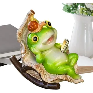 Famanu Gartenfigur Frosch - Tier-Skulptur Ornament - Gartendekoration Außen - Robustes Harzmaterial - 8,5 x 8 x 6 cm