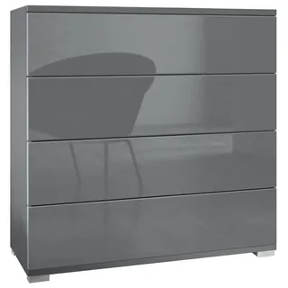 Vladon Kommode Pavos V3 (Sideboard, mit 4 Schubladen), Anthrazit matt/Grau Hochglanz (76 x 76 x 35 cm) grau
