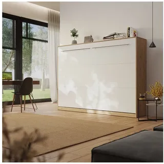SMARTBett Schrankbett Standard 140x200 cm, Wildeiche Klappbett horizontal/ quer, Gasdruckfedern