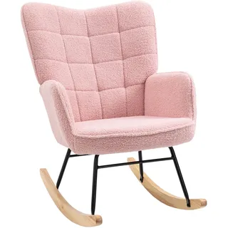 Homcom Schaukelstuhl Polyester 98 x 101 x 69 cm Rosa mit Relax-Funktion