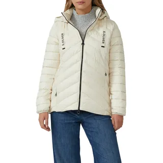 Outdoorjacke S.OLIVER, Damen, Gr. 38, cream, Steppware, Obermaterial: 100% Polyester. Futter: 100% Polyester, unifarben, slim fit normal, elastischer Bund, Jacken Outdoorjacke, mit abnehmbarer Kapuze