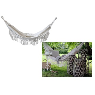 Chic Antique Hängematte mit Fransen 245x150 cm Baumwolle creme