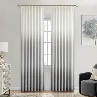 Central Park Ombre Plissee-Vorhänge, halbtransparent, Viskose-Mischgewebe, Fenstervorhang, Farbverlauf, Druck, Behandlungssets für Wohnzimmer, 101.6x213.3 cm, Cremeweiß bis Anthrazitgrau