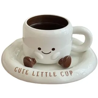 3d-keramikbecher Mit Smiley – Lustige Kaffee- Und Teetasse Mit Untertasse – Stilvolles Geschenk Für Frauen Und Freundinnen – Spülmaschinen- Und Mikrowellengeeignet
