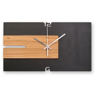 Kreative Feder Wanduhr Designer-Wanduhr „Modern Style“ aus Holz (ohne Ticken; Funk- oder Quarzuhrwerk; elegant, außergewöhnlich, modern) schwarz