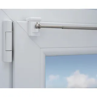 Gardinenstange "Vaganz", nickel matt - Edelstahloptik, ausziehbar, Halt ohne Bohren und ohne Kleben, inkl. Fensterhaken in weiß für einen Klemmbereich 10-27 mm (weiß, 40-60 cm ausziehbar)