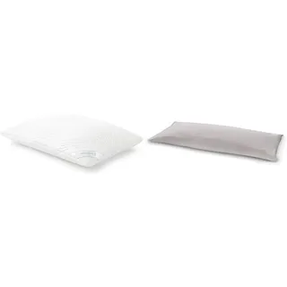 TEMPUR Kissen Set - Comfort Air Kopfkissen Liegegefühl mittelfest mit Jersey-Kissenbezug (Platin)