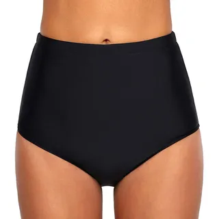 Ecute Damen Bikini Hose High Waist Bikinihose Hoher Taille Schwimmen Slip, S=EU34-36, Schwarz - S