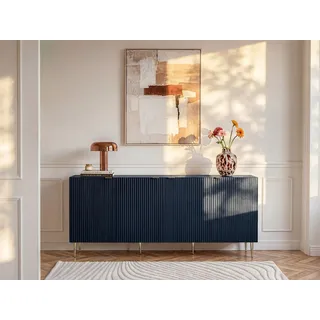Sideboard mit 4 Türen - MDF & Stahl - Blau & Goldfarben - YESINIA