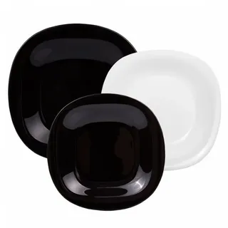 Luminarc Geschirr-Set Carine Neo White & Black 18 Stück, 6 Personen, Glas, Moderner und zarter moderner Stil schwarz