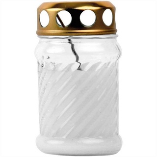 HS Candle Grabkerze (1-tlg), Grableuchte, Glas in Rillenoptik, befüllt weiß