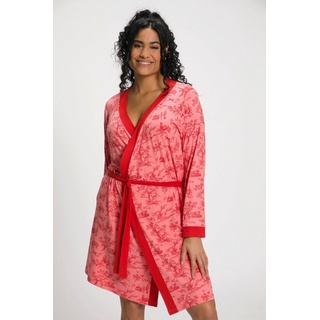 Ulla Popken Kimono Kimono Country-Druck V-Ausschnitt 3/4-Arm, Po-bedeckend, Materialmix rosa|rot